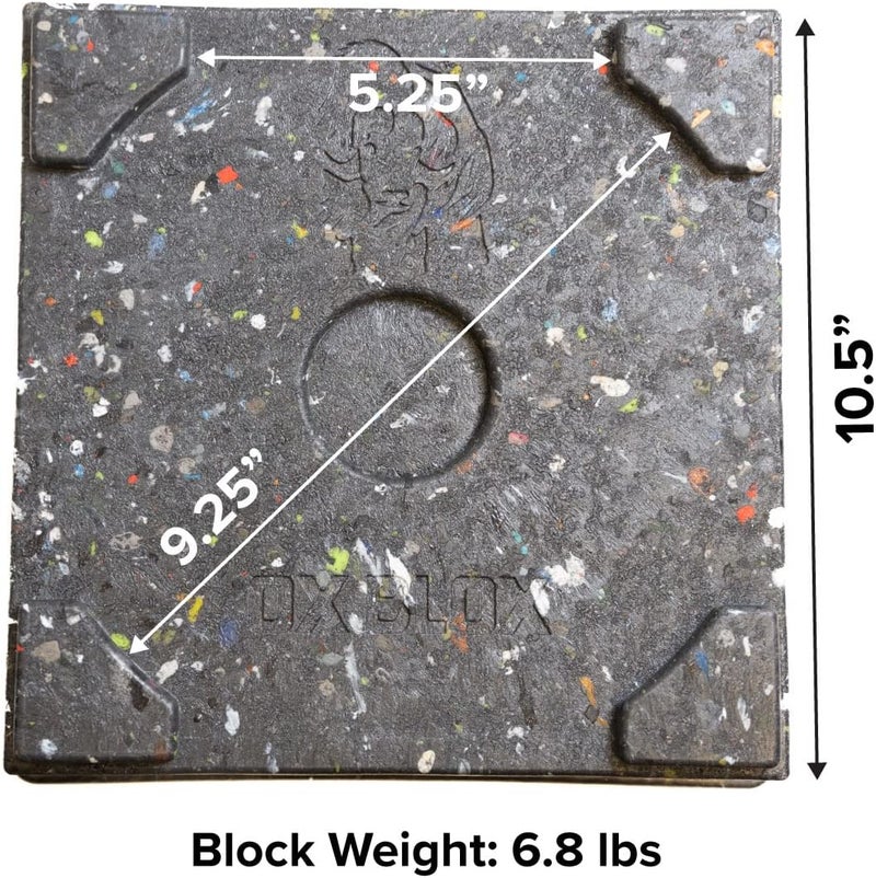 Ekon OX BLOX MAXX Heavy Duty Trailer Jack Block - 10,000 lbs. Capacity - 10.5x10.5x4.5 Inches - 6.8 lbs Weight - 5th Wheel RV Jack Block for 9" Round Feet - 9" and Smaller Feet Nest Securely Within Ridges - Image 2